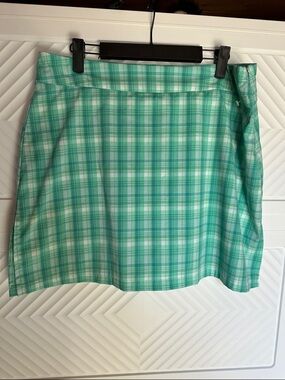 Allyson Whitmore Mint Green Plaid Mini Skirt